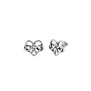 Sterling Silver Celtic Heart Stud Earrings In Holiday Box