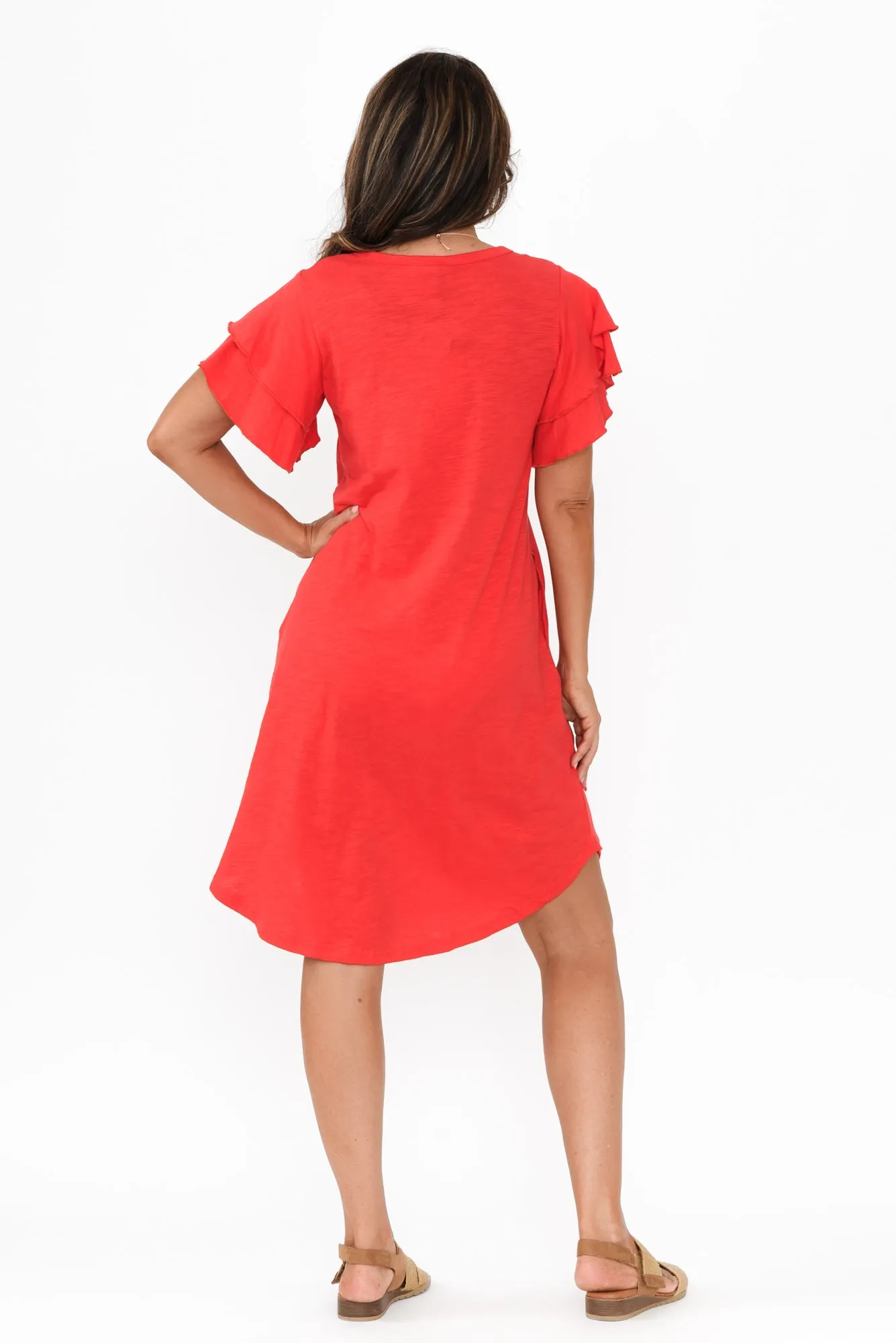 Sydney Red Cotton Tee Dress