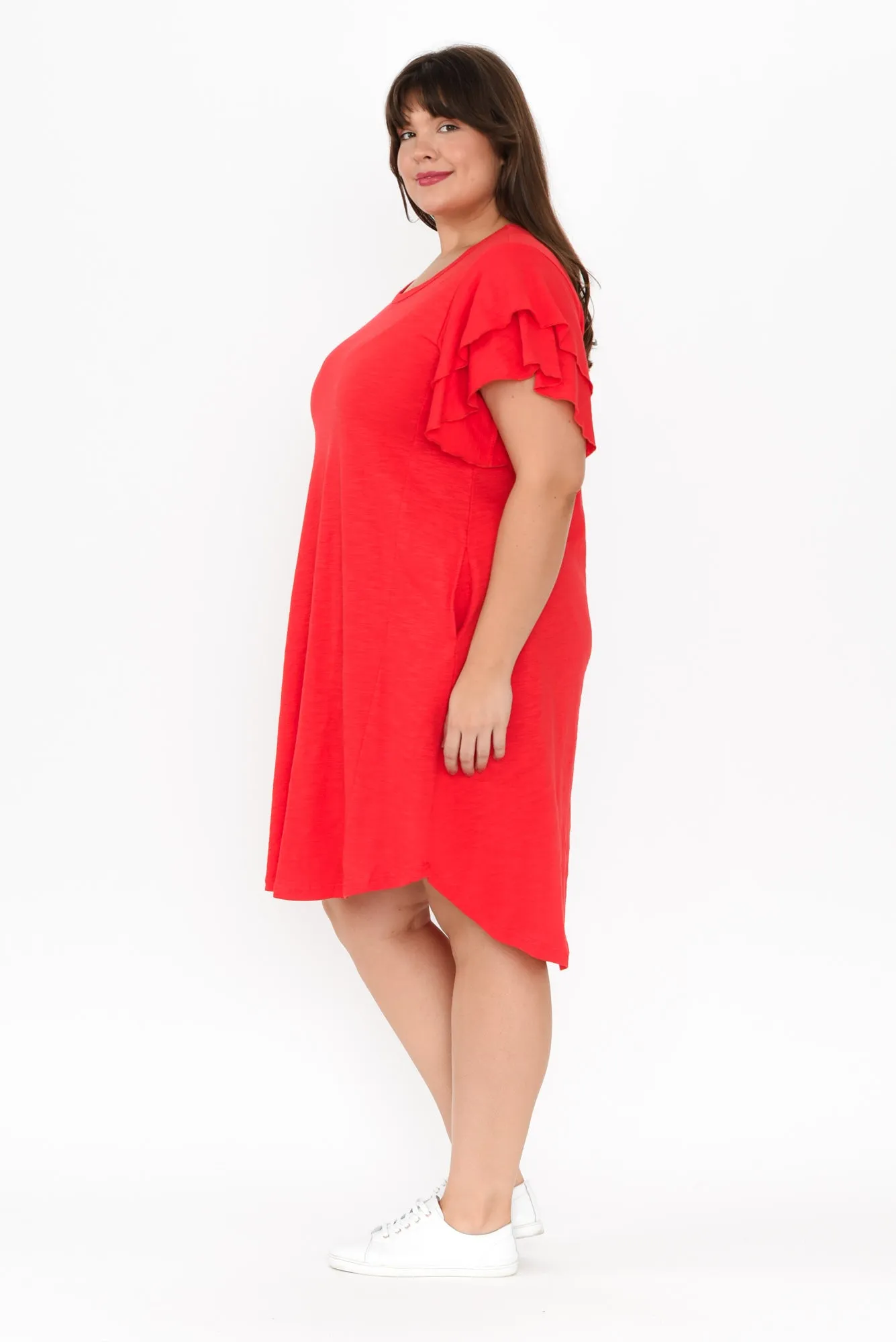 Sydney Red Cotton Tee Dress