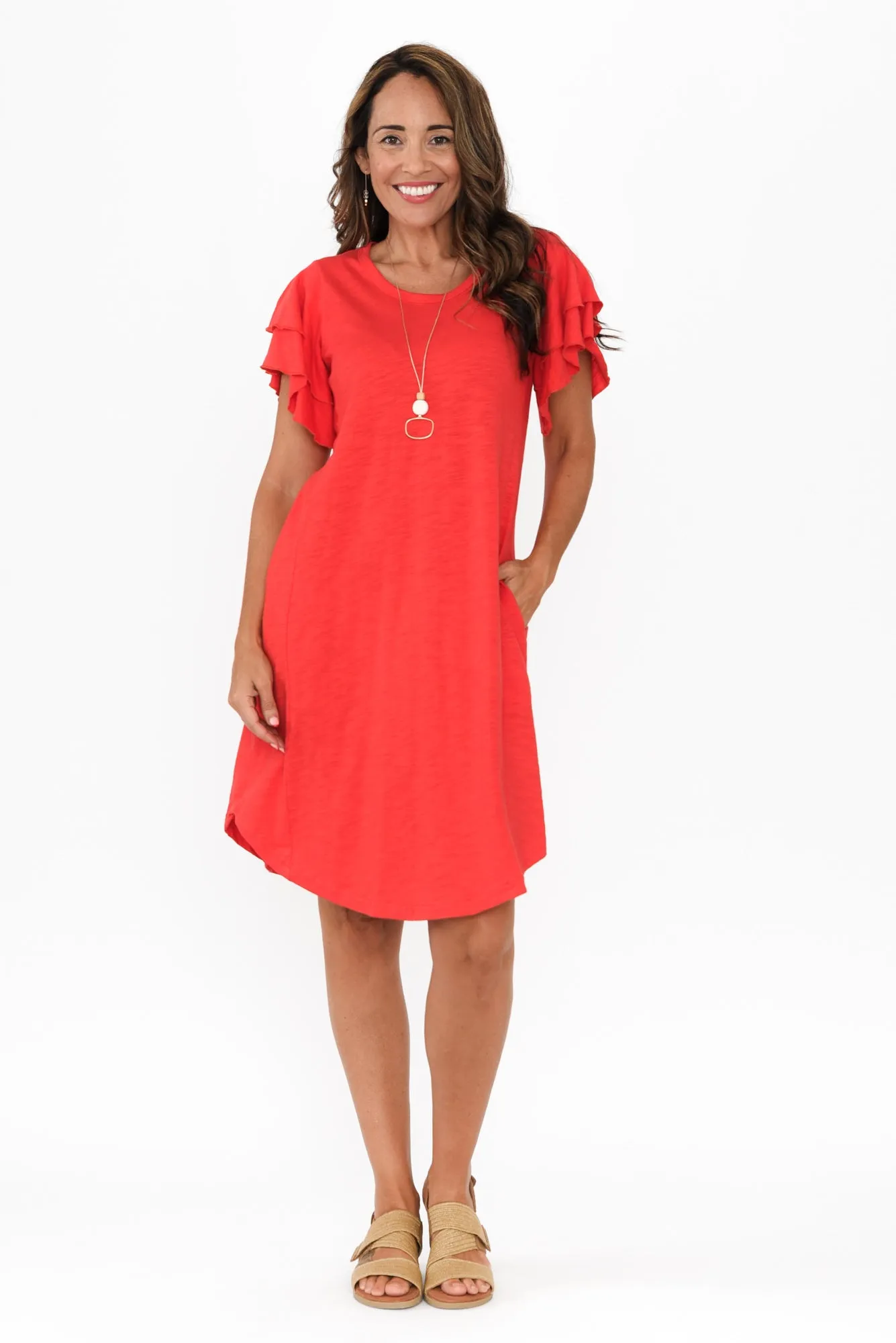 Sydney Red Cotton Tee Dress