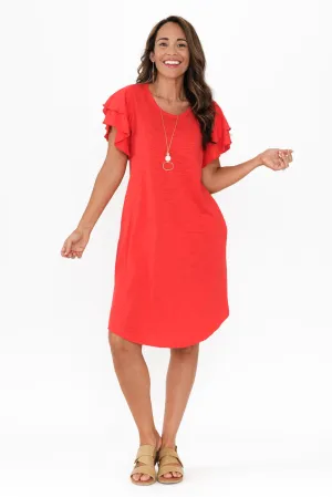 Sydney Red Cotton Tee Dress