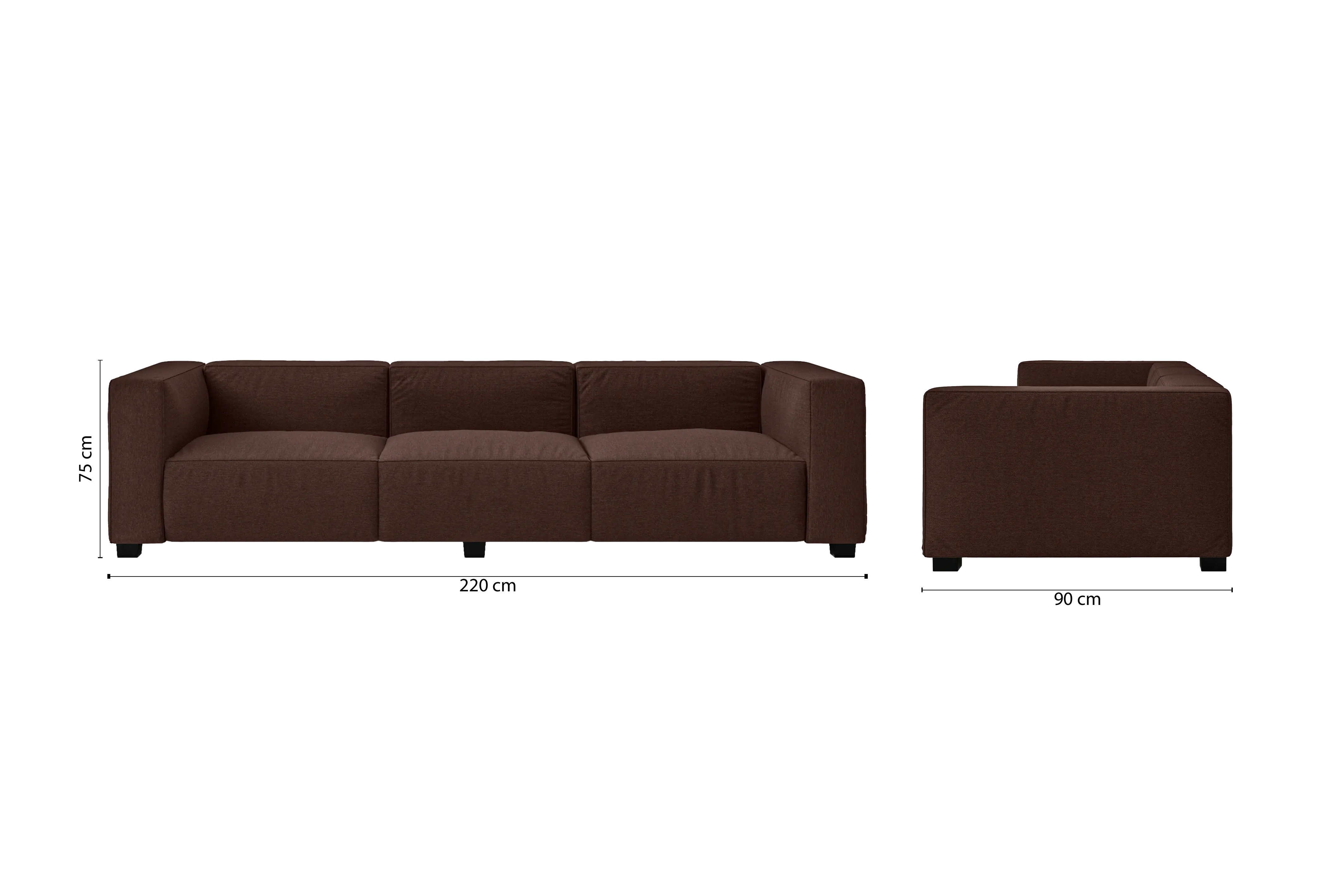 Taranto 3 Seater Sofa Coffee Brown Linen Fabric