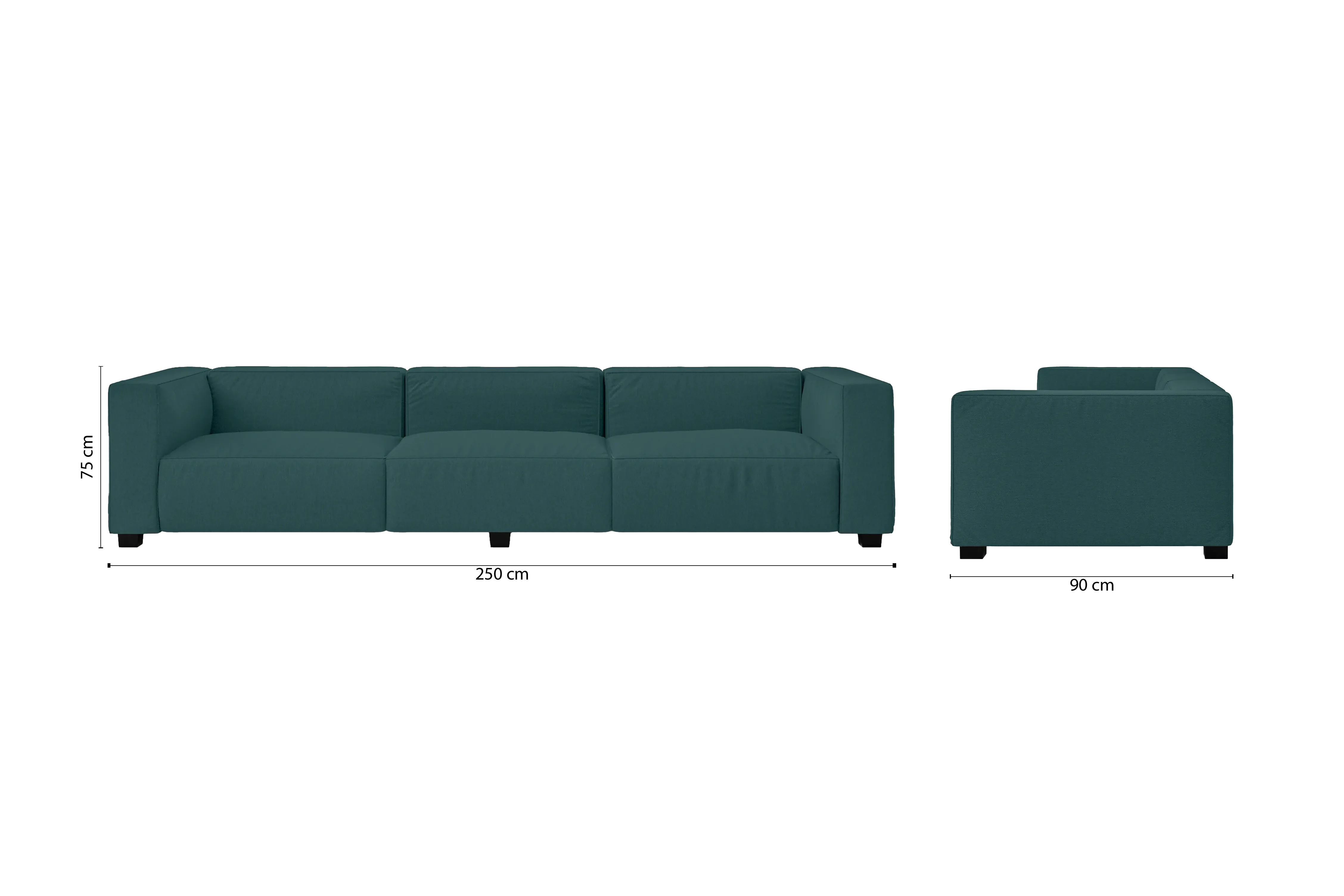 Taranto 4 Seater Sofa Teal Linen Fabric