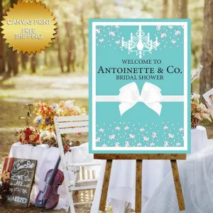 Teal Ribbon Bridal Shower Custom Canvas Sign