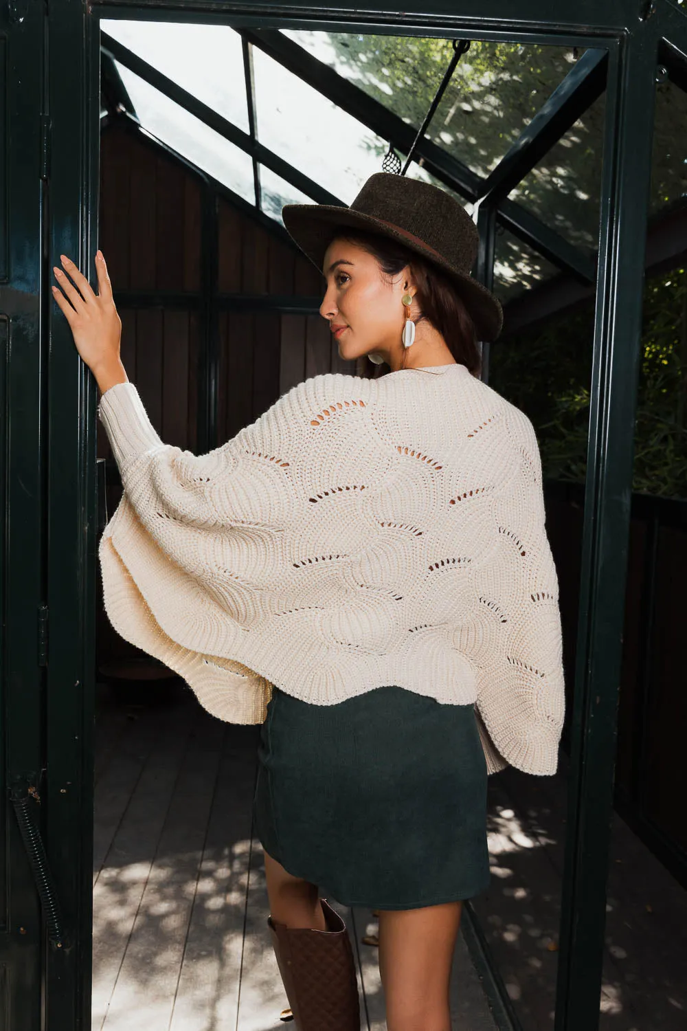 Texture Trend Sleeve-Knit Poncho