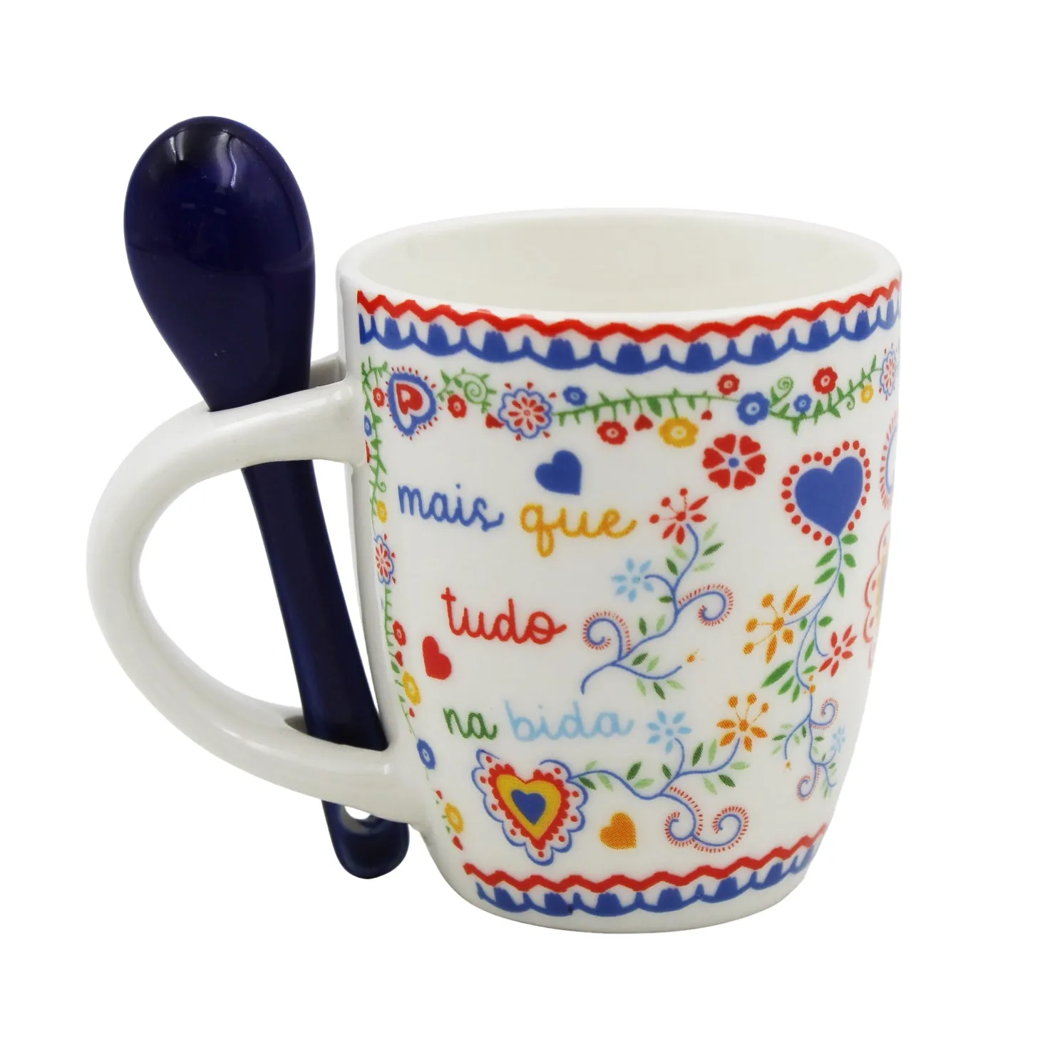 Traditional Portugal Viana Heart Ceramic Espresso Cup with Stirring Spoon and Gift Box