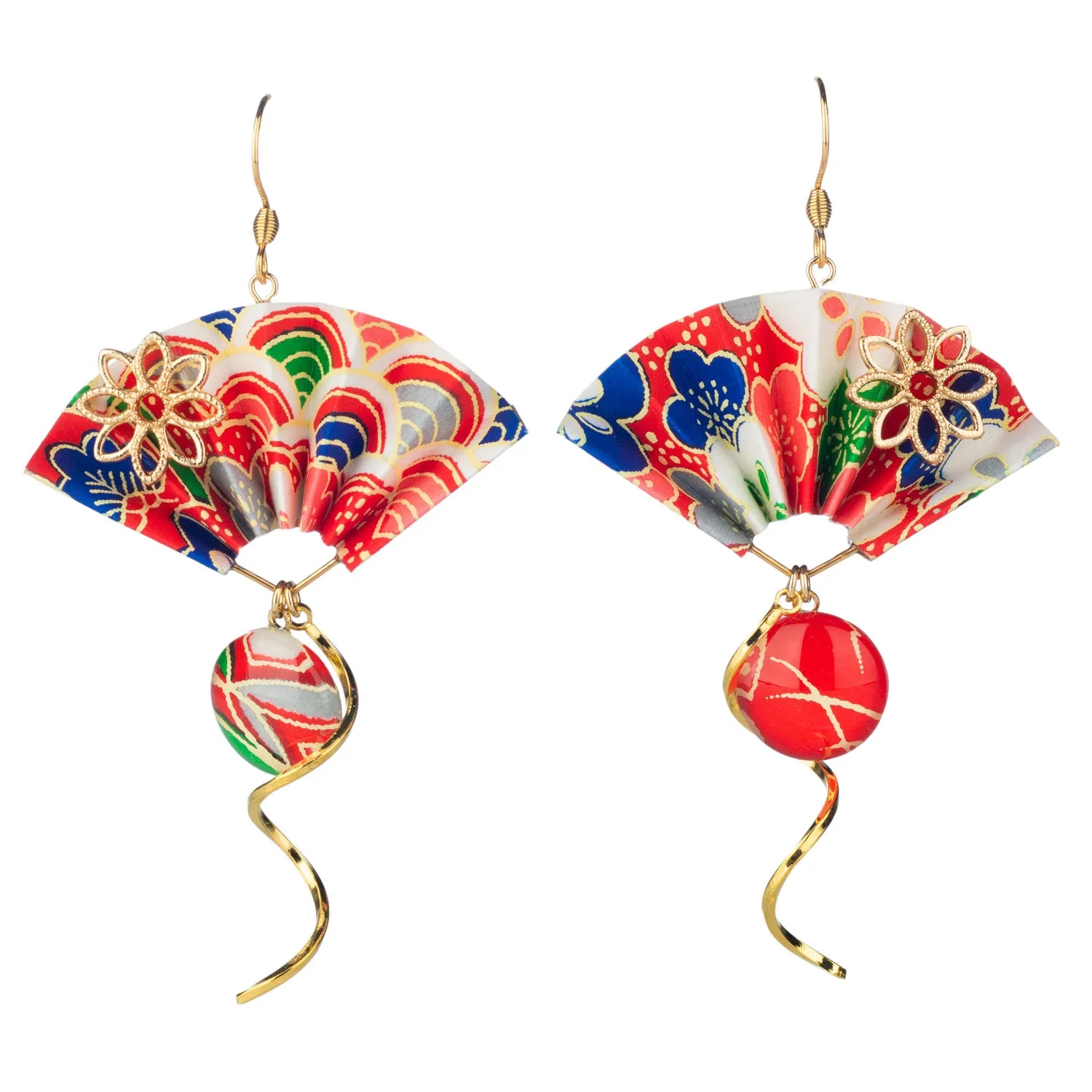 Wagokoro Red Fan Japanese Earrings