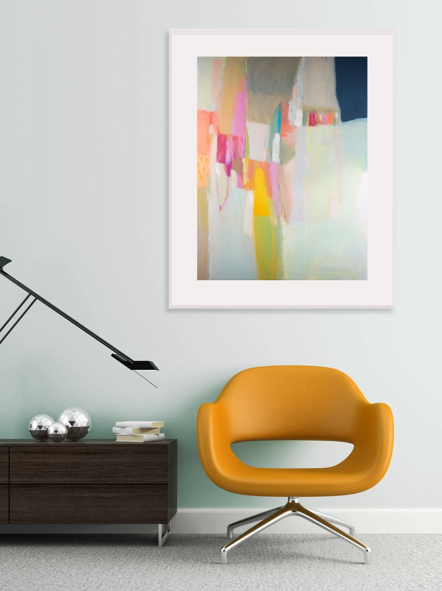 Yellow Abstract Art Print, geometric wall art print minimalist art print modern wall art print by Camilo Mattis