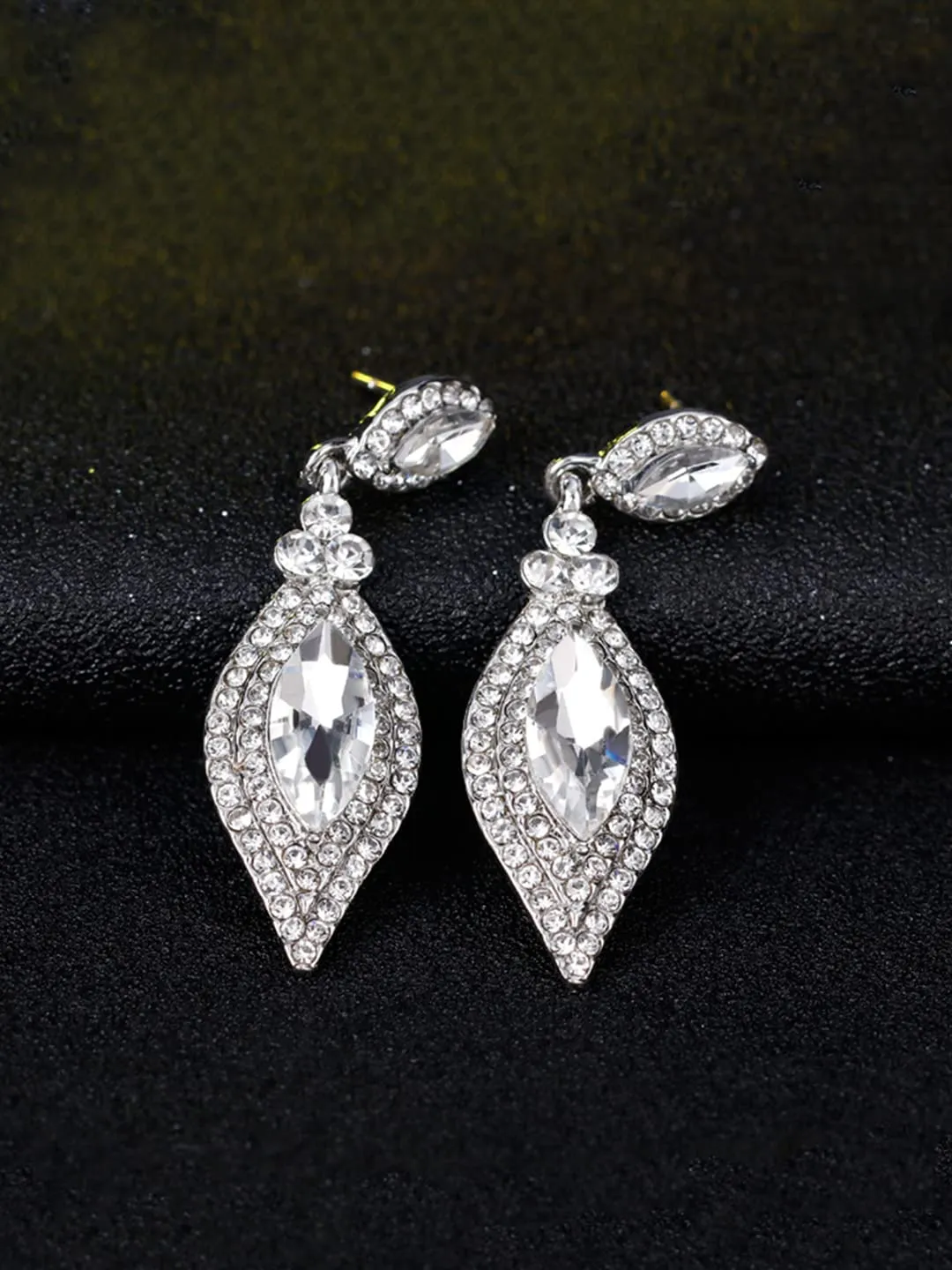 Yellow Chimes Crystal Earrings for Women Silver-Plated White Crystal Drop Earrings For Women and Girls