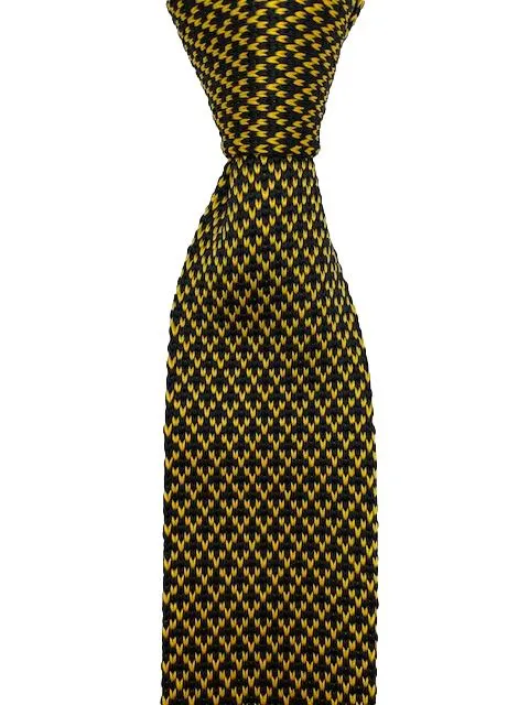 Yellow Gold and Black Knitted Men's Tie